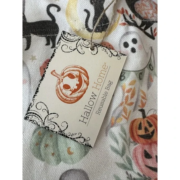 New Hallow Home Halloween Tote Bag Trick or Treat XL Pumpkin Ghost Shopping Bag - Picture 3 of 7